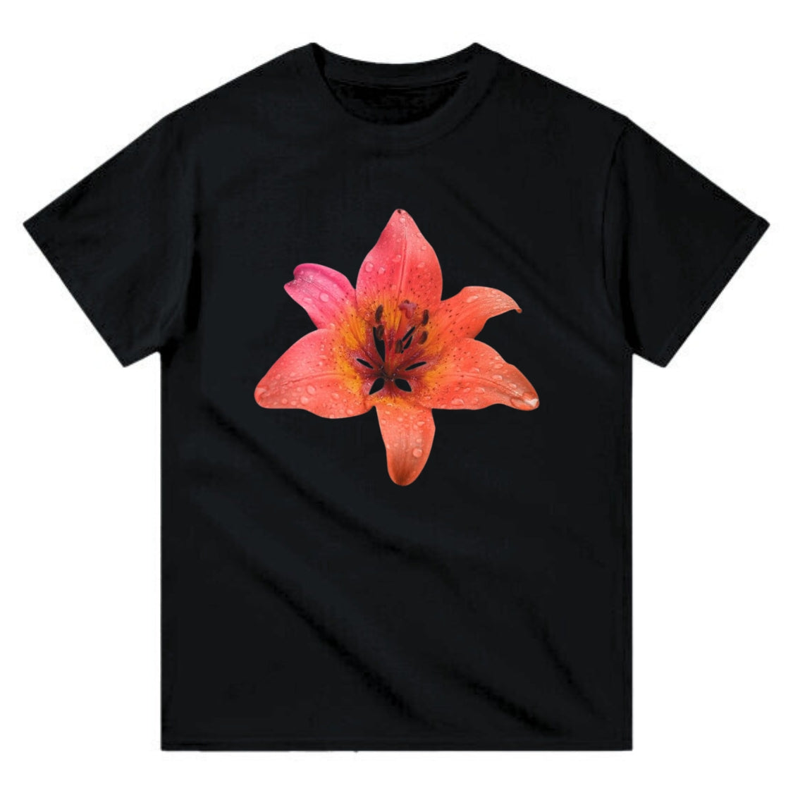 black Fire Lily Floral Graphic Tee