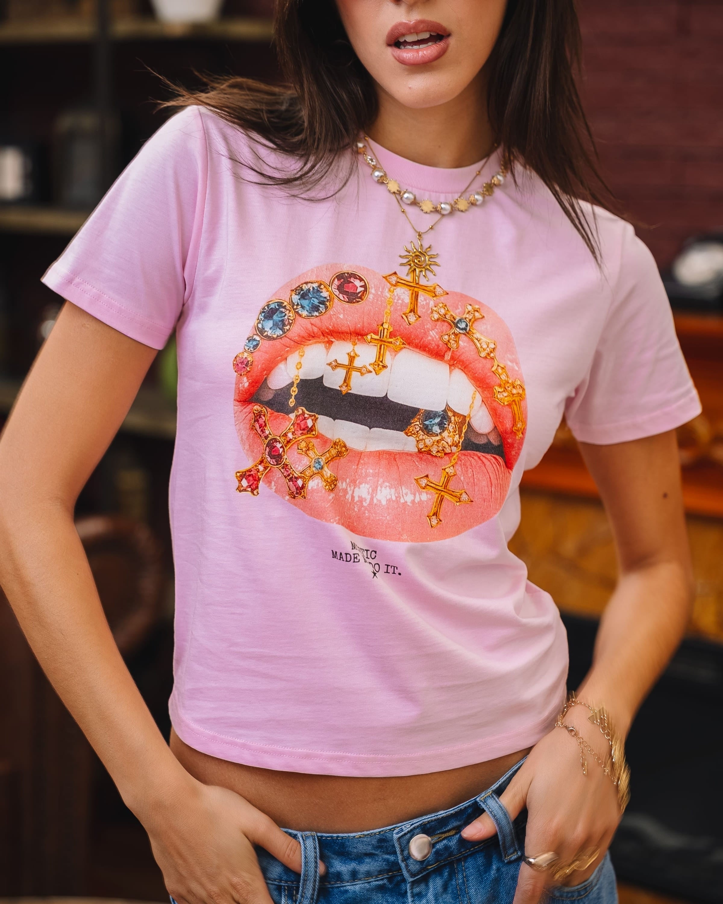 Gem Kiss - Baby Tee – Mystic