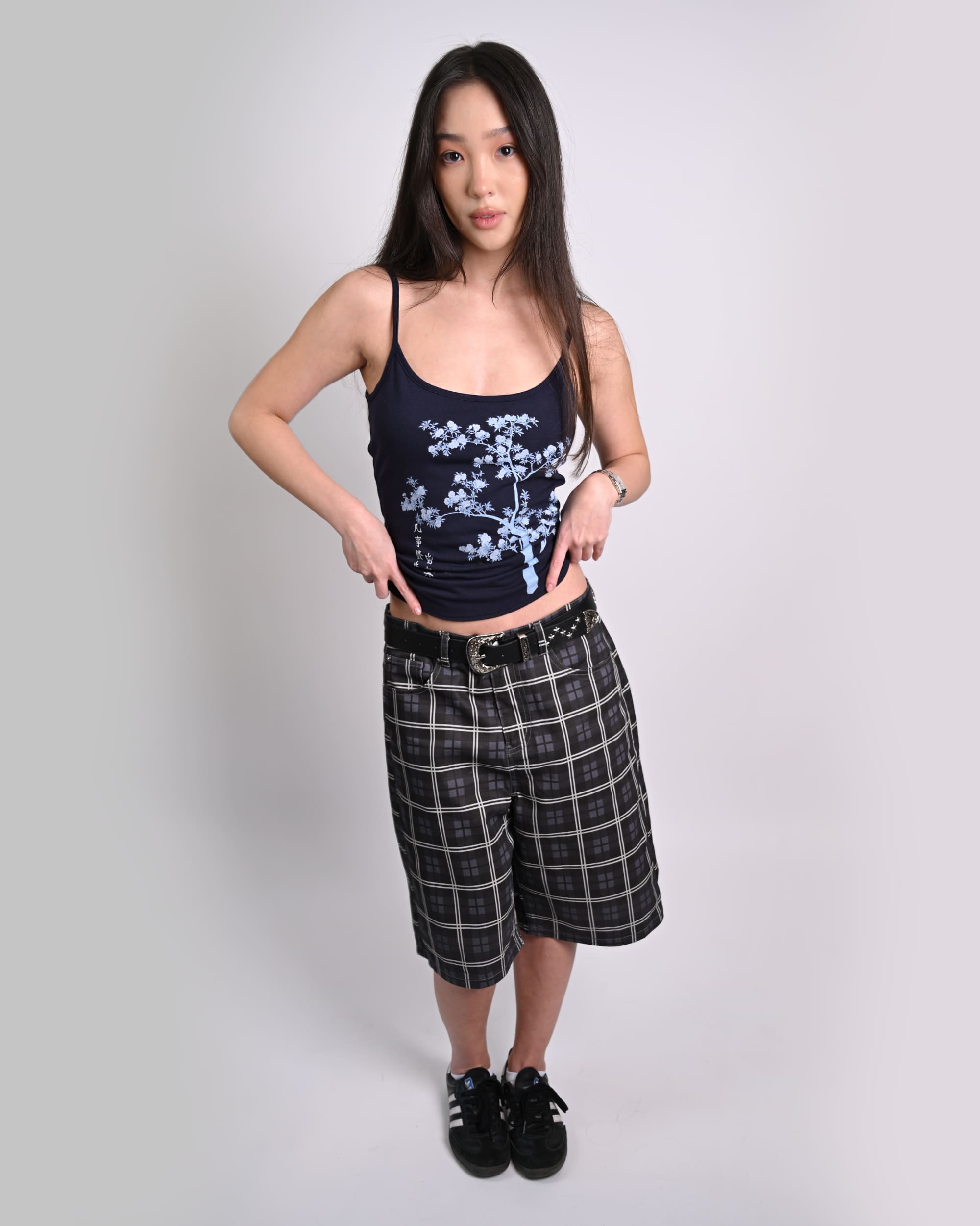 Star Plaid Long Shorts